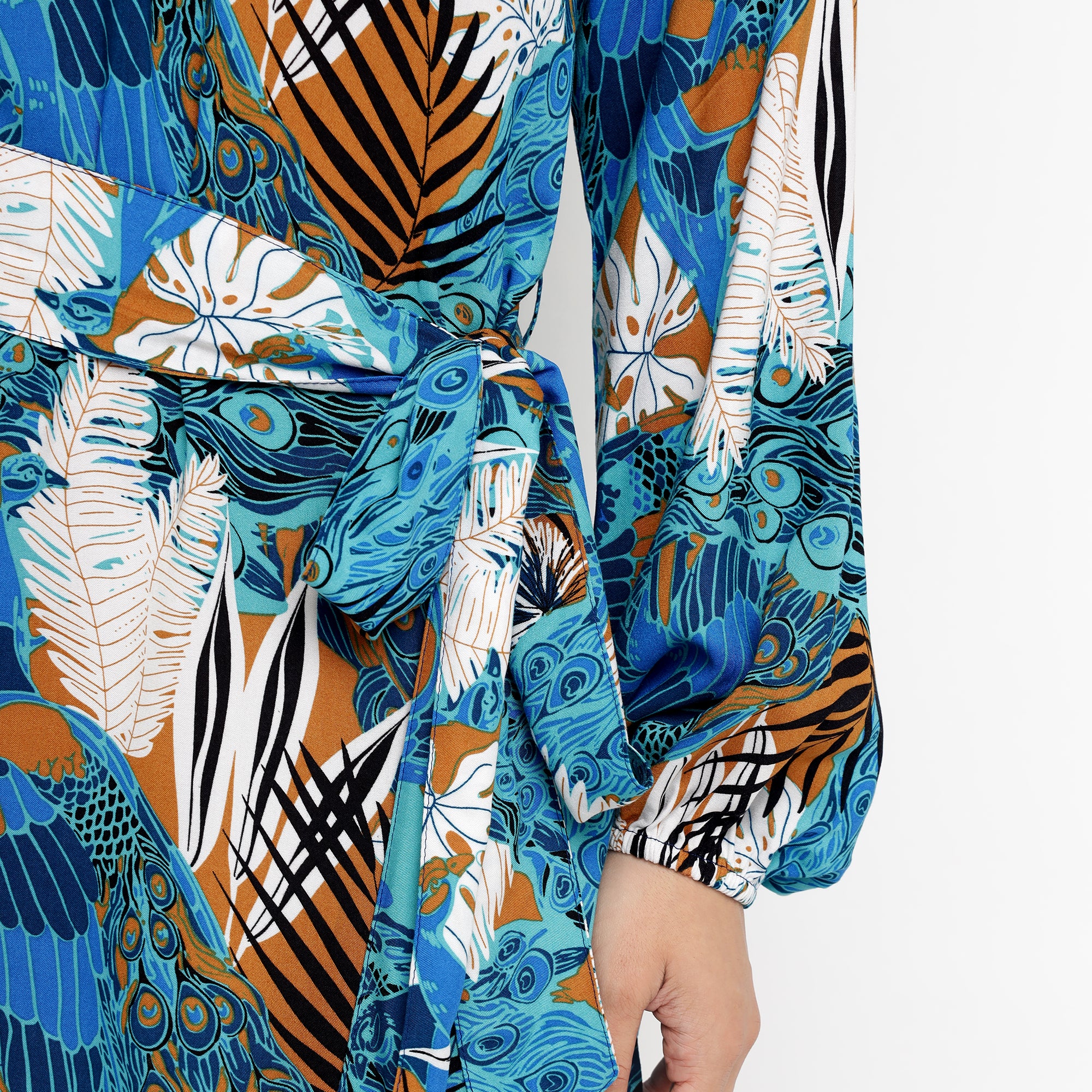 Blue Printed Mini Dress
